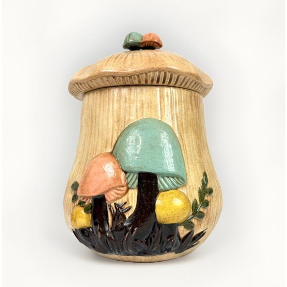 Other - Vintage Large 10.5" Arnel's Ceramic Mushroom Canister Cookie Jar Storage